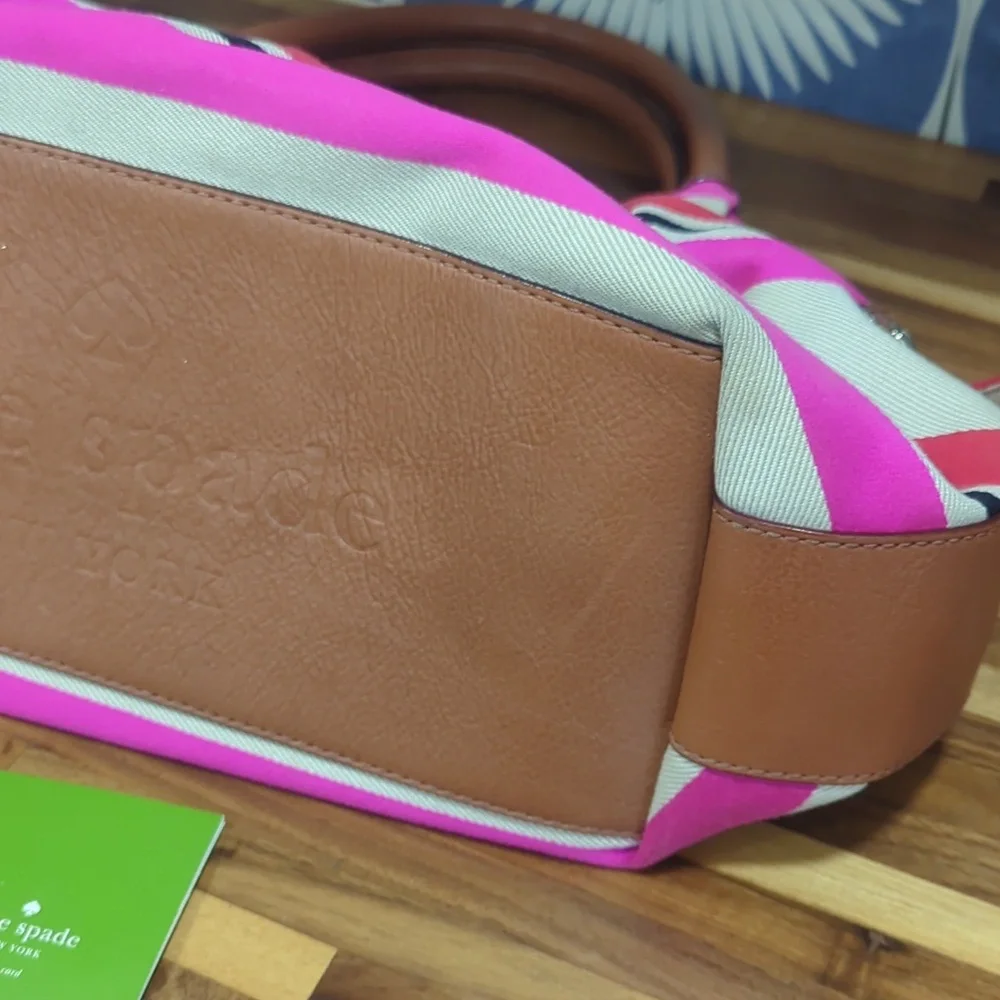 Kate Spade Stevie Oak Island Large Canvas Striped Bag
